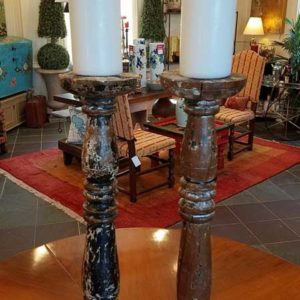 Antique Italian Carved Wooden Candlesticks