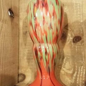 Large Orange and Mint Splatter Czech Glass Vase Pewaukee Gift Store