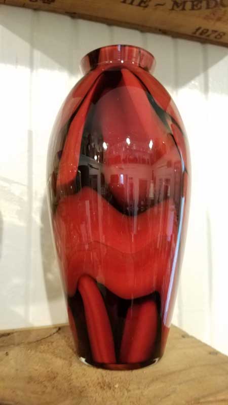 Large Red and Black Czech Vase